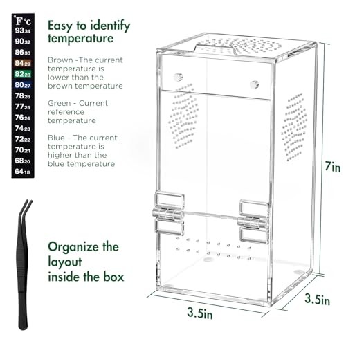 Pre-Assembled Jumping Spider Enclosure, Acrylic Small (3.5"×3.5"×7") Vertical