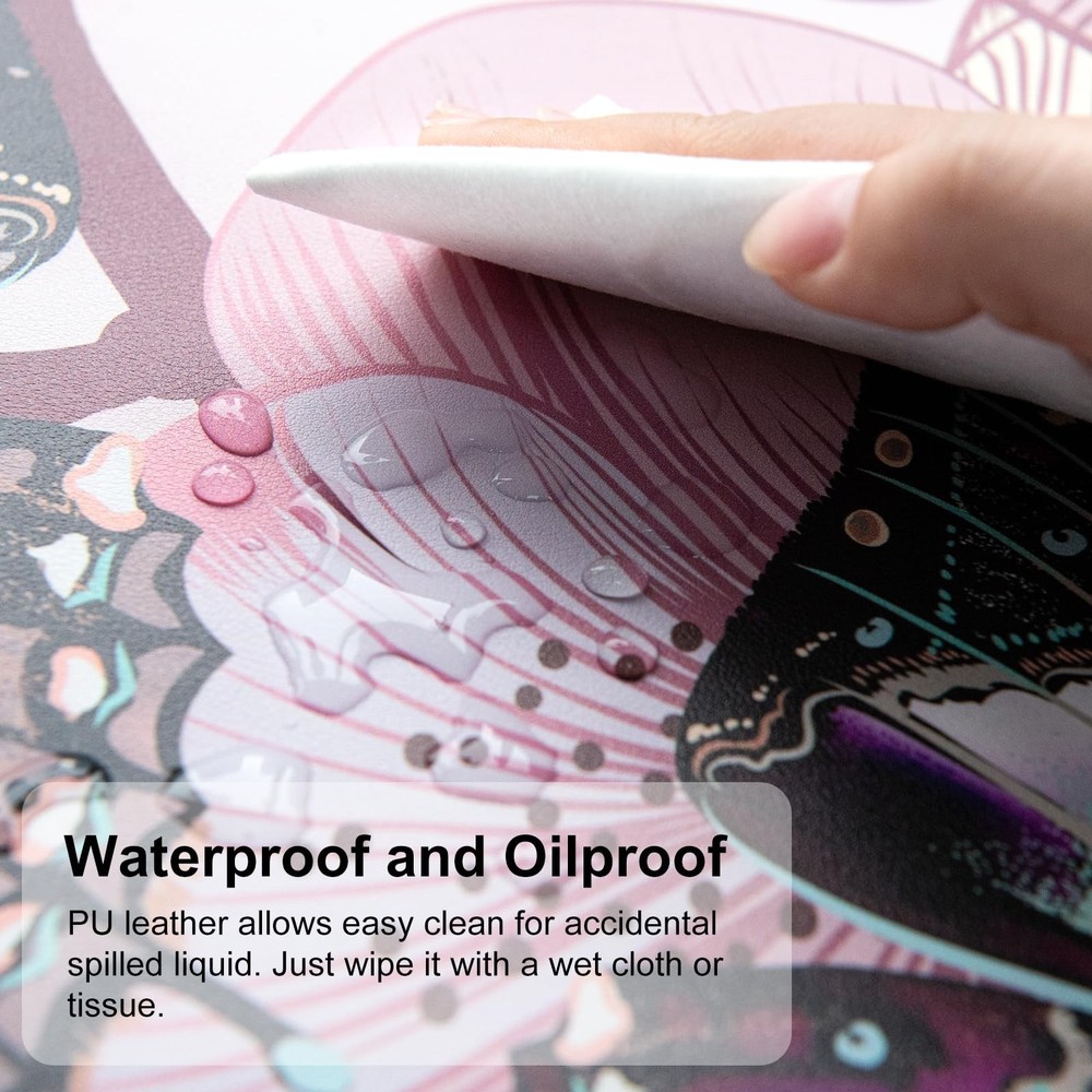 QiyI Large Mouse Pad, PU Leather Desk Blotter Protector, Waterproof Computer ...