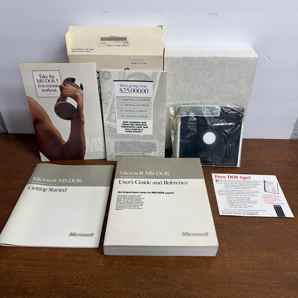 Vintage Microsoft MS-DOS 5.0 Upgrade 3.5" Software Operating System Disks