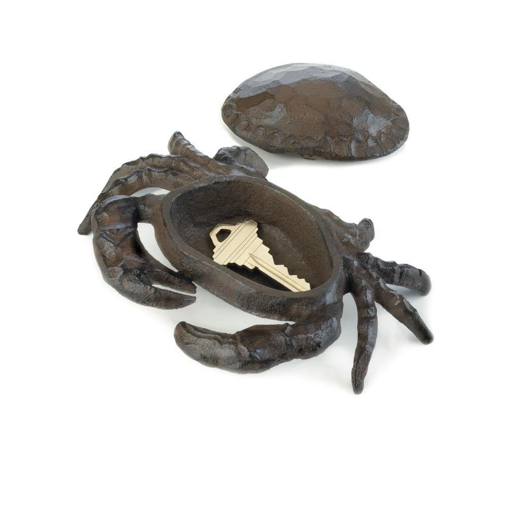 CAST IRON CRAB EMERGENCY KEY KEEPER HIDER STASH BOX OUTDOOR SECURITY STATUE