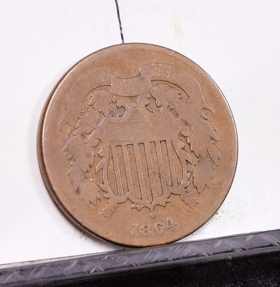 1864 Two Cent Piece - Large Motto - Good (#57179-L)