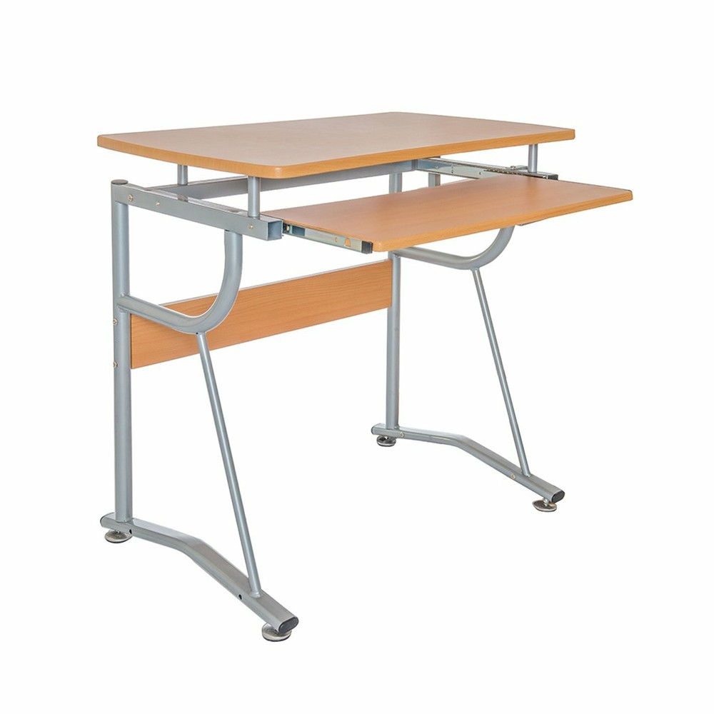 Compact Computer Desk with Pullout Keyboard Tray in Laminated Cherry Finish