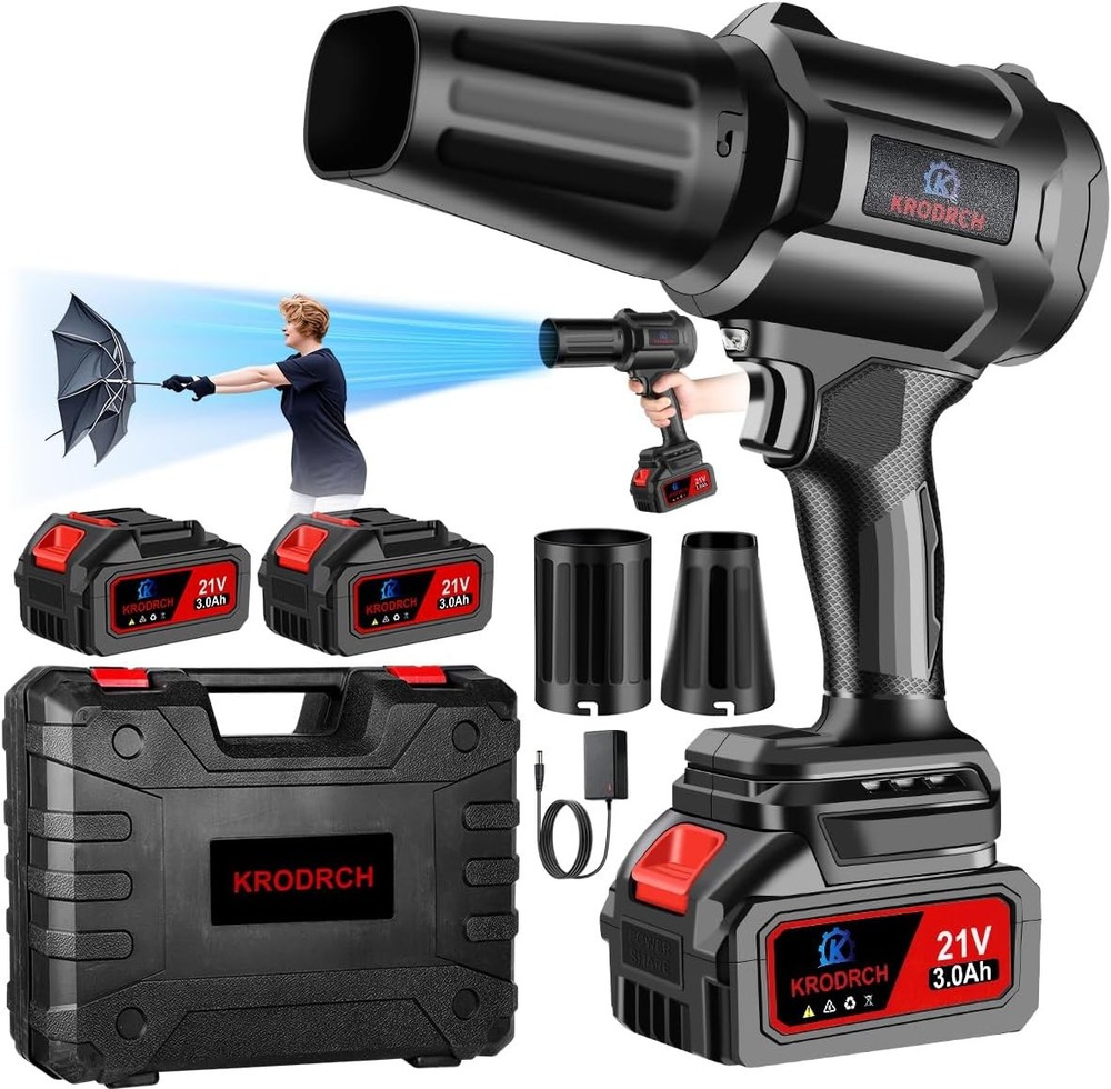 Seese Cordless Handheld Violent Fan/Leaf Blower + 2 Batteries/Charger/Case