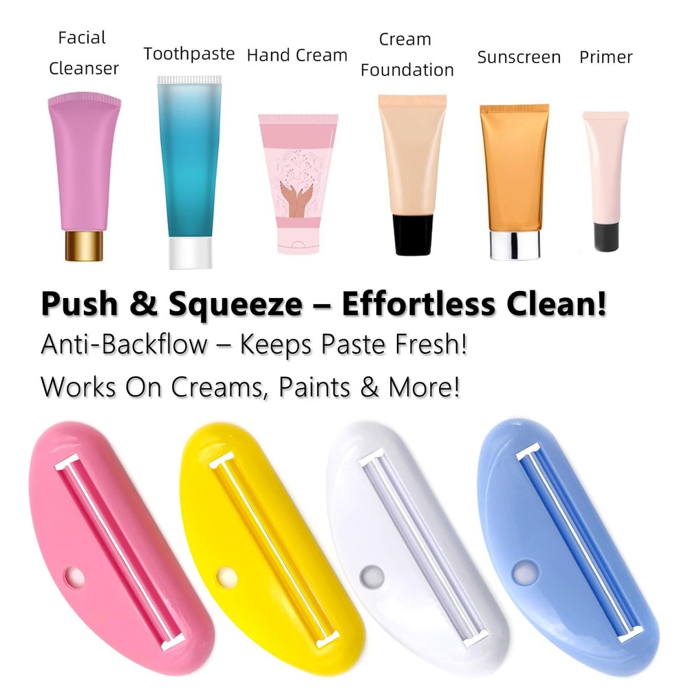 EYBDYB 4PCS Toothpaste Tube Squeezer – Plastic Multicolor