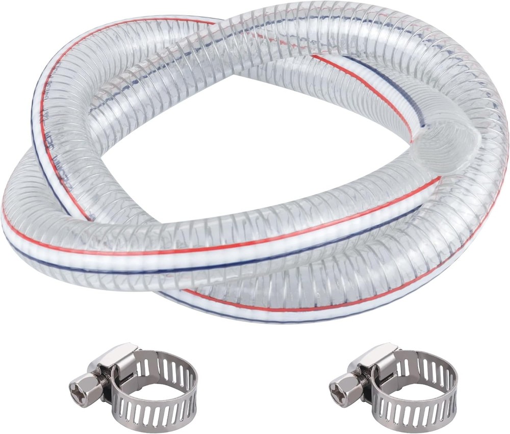 3.3FT 1" ID x 1.25" OD Steel Wire Suction Hose PVC Reinforced Tubing High Pre...