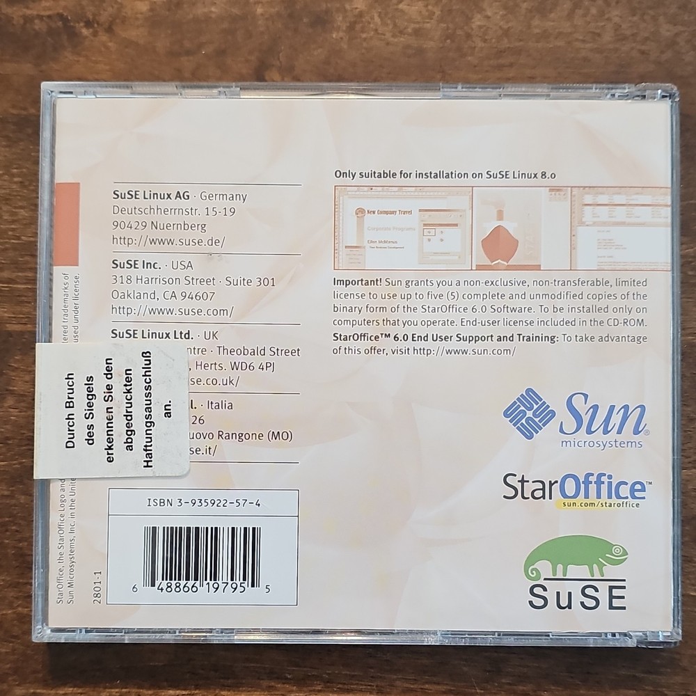 Sun Microsystems StarOffice 6.0 Office Suite CD for Linux English 5 Devices