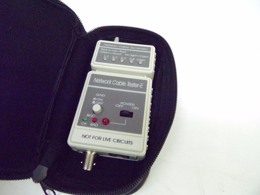 NETWORK CABLE TESTER + BNC LED INDICATOR CABLE TERMINATOR + CARRY CASE