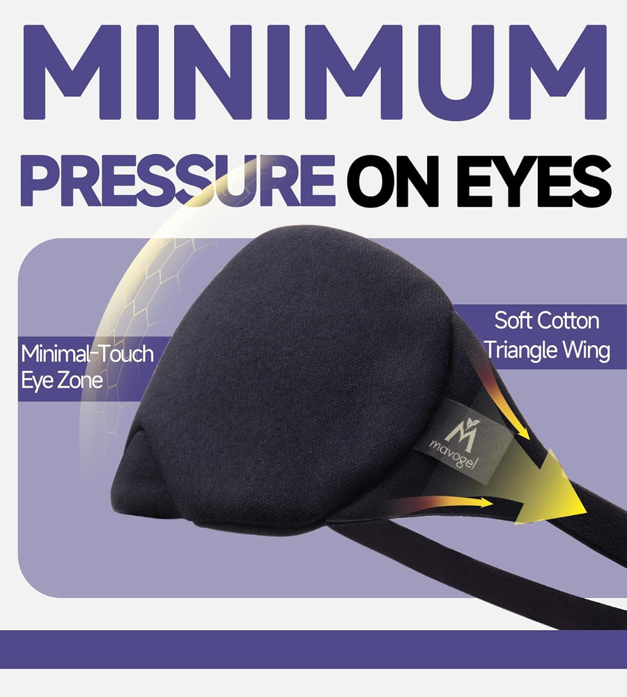 Mavogel Cotton Sleep Eye Mask - Updated Design Light Blocking with Adjustable No