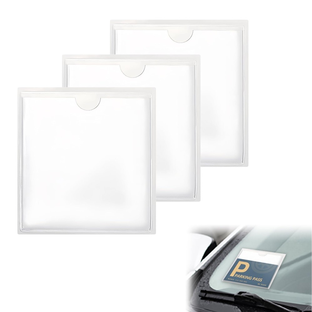 vvag 3Pcs Windshield Sticker Holder, Clear Car Window Pass Permit Holder for ...