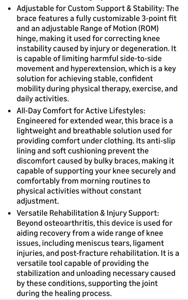 Komzer Advanced OA Unloader Brace: Adjustable Fit & ROM Control Used for Knee...