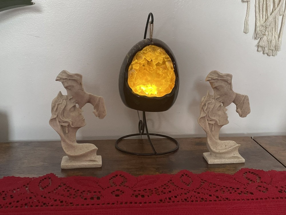 Glowing Citrine Geode Hanging Lamp - Natural Amber Light ✨