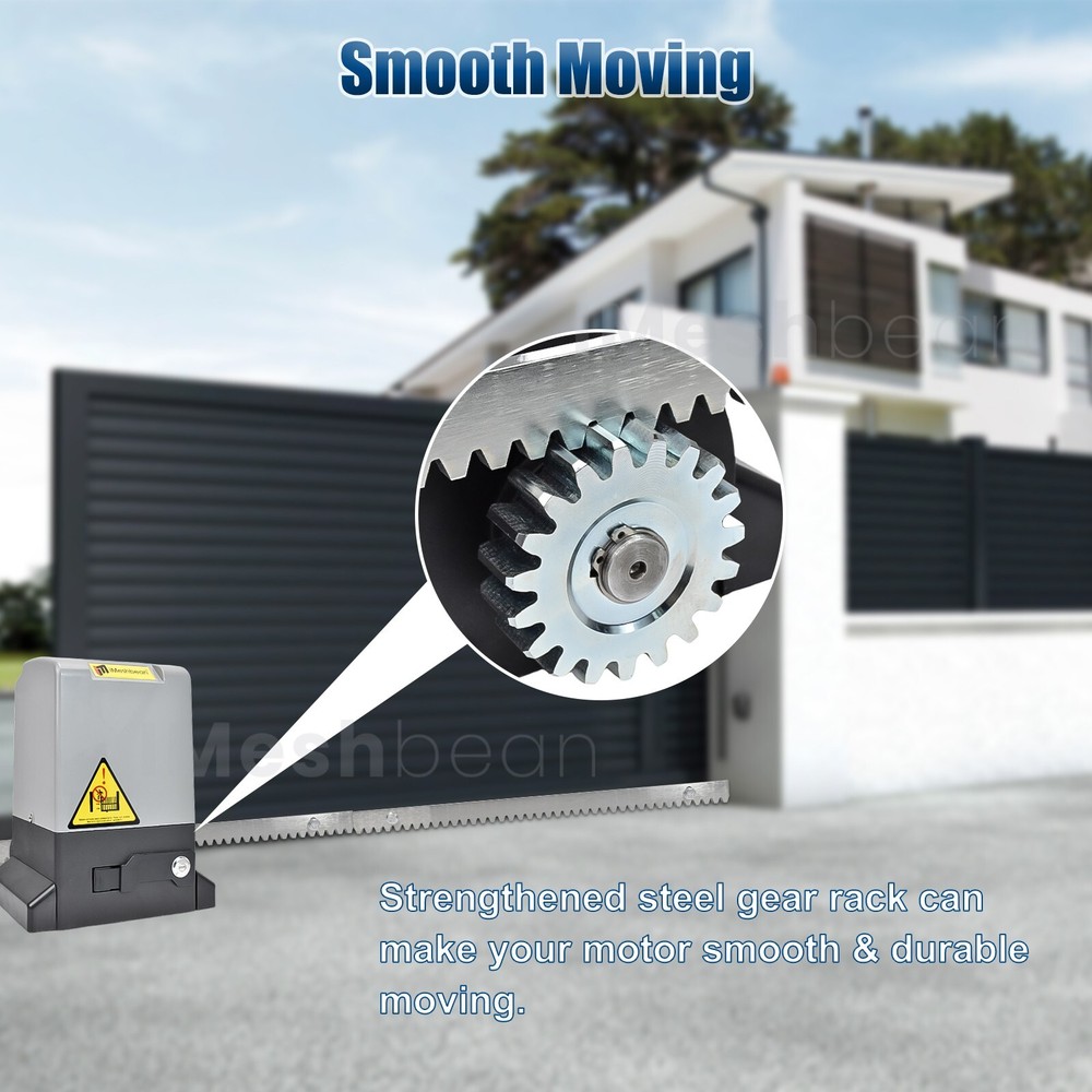 Automatic Sliding Gate Opener 2000lbs Rack Driven 2 Remote Controls 13.12FT Rack