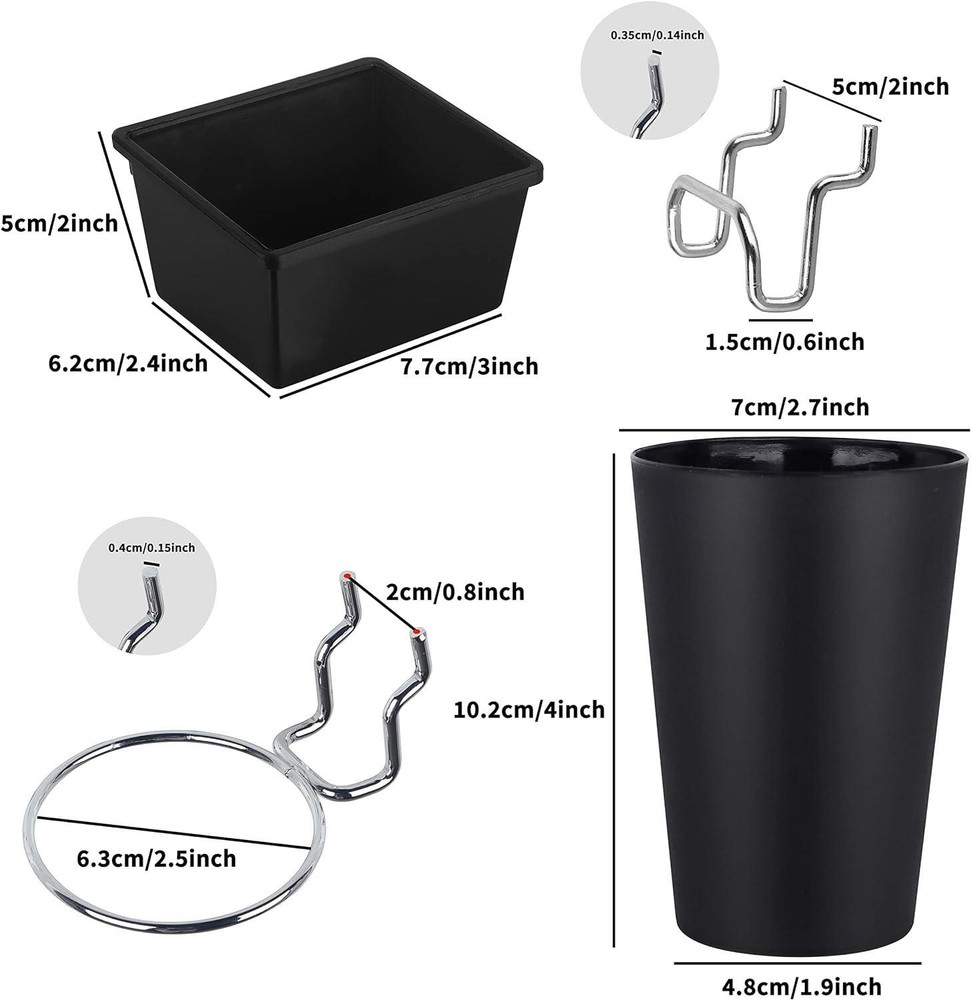 6 Sets Pegboard Bins & Cups with Hooks for Organizing Accessories Tools Storage