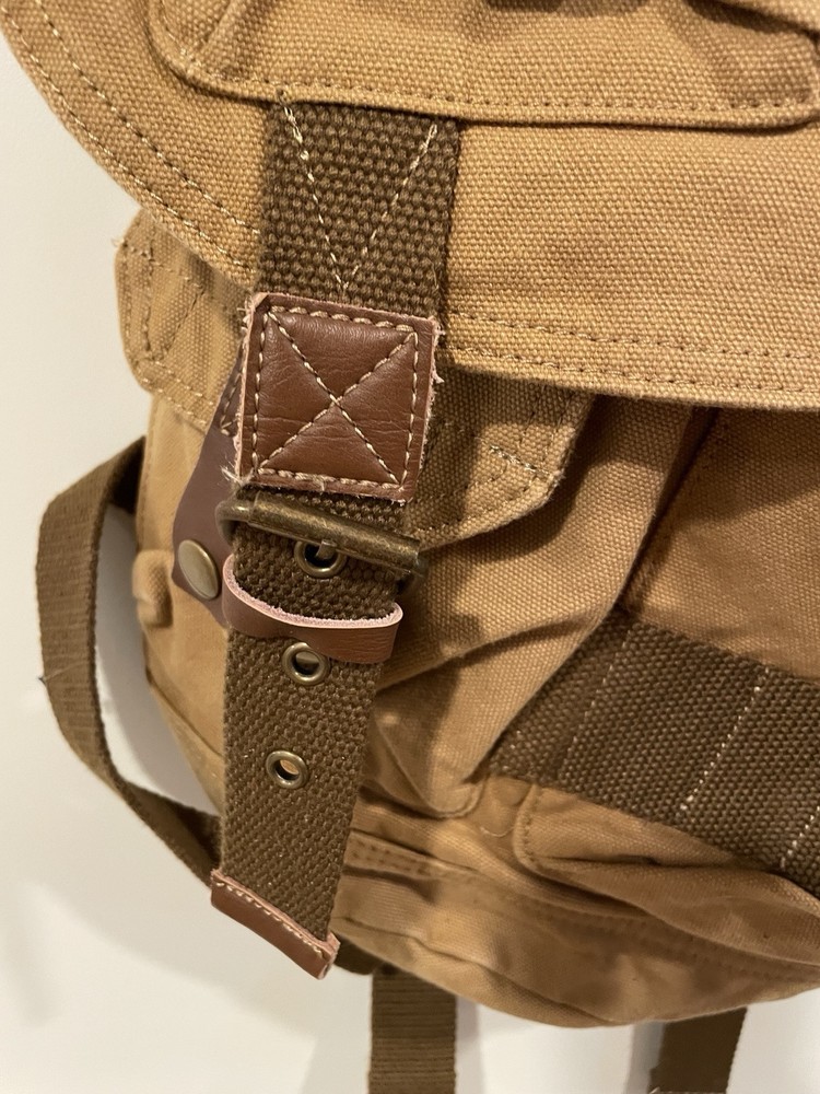 NWT Cotton Canvas & Leather Backpack | Camera Day Outdoors Bag