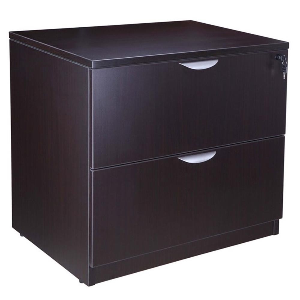 Scranton & Co 71" L-Shape Corner Desk with File Storage in Mocha