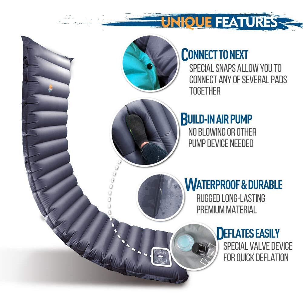 Extra Thickness Inflatable Sleeping Pad with Built-in Pump Most Comfortable C...