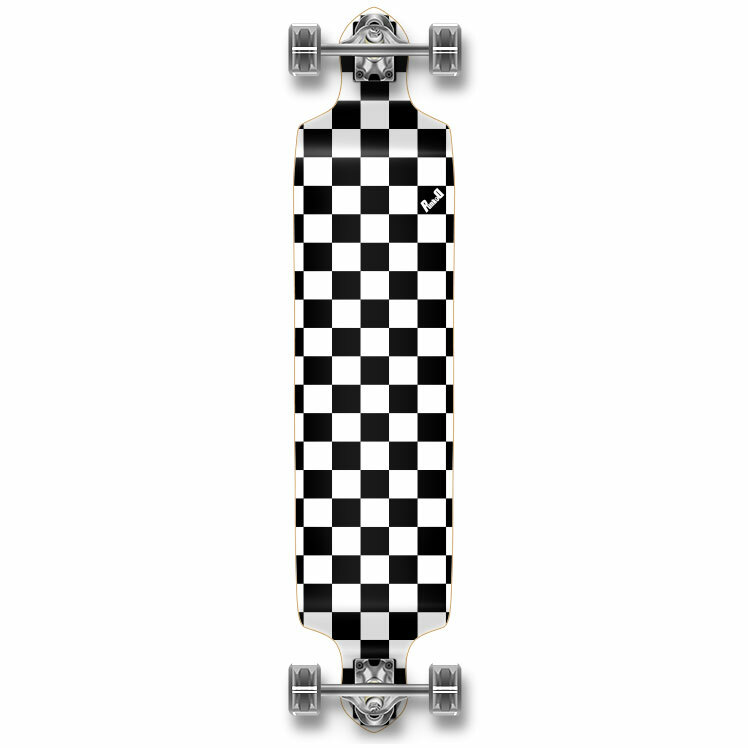 Yocaher Drop Down Longboard Complete - Checker White