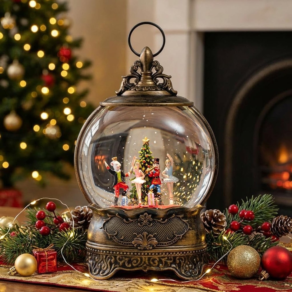 Musical Nutcracker Snow Globe Lantern - Battery & USB Powered Holiday Decor