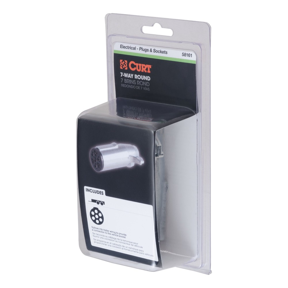 Curt-7-Way Round Connector Plug (Trailer Side, Packaged)