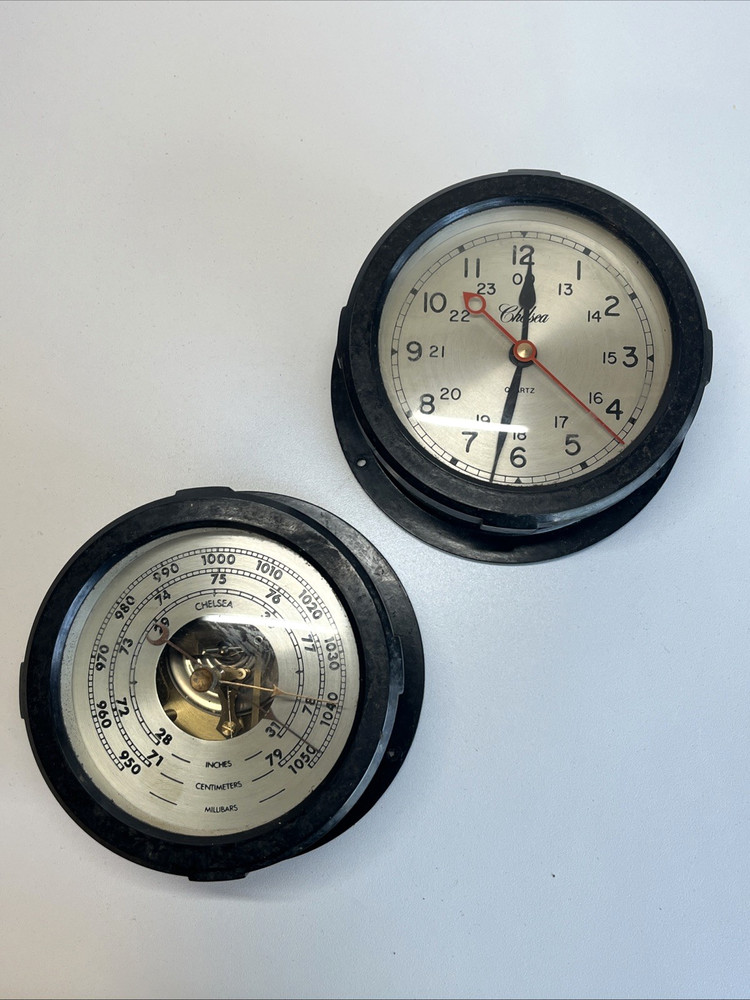 SET-Bakelite Chelsea Ship's Clock & Barometer 4" Card