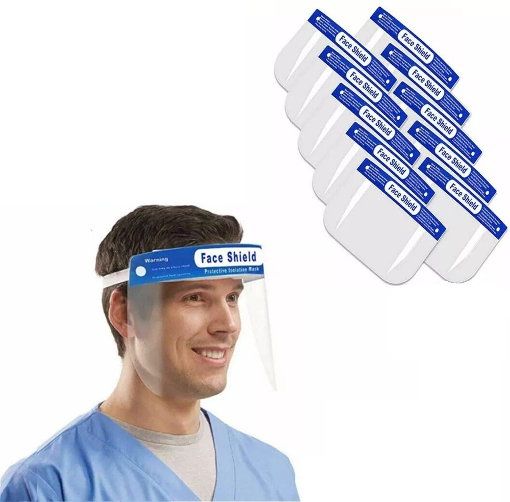 200 Safety Full Face Shield Clear Guard Protector  Mask w/Elastic Head Band