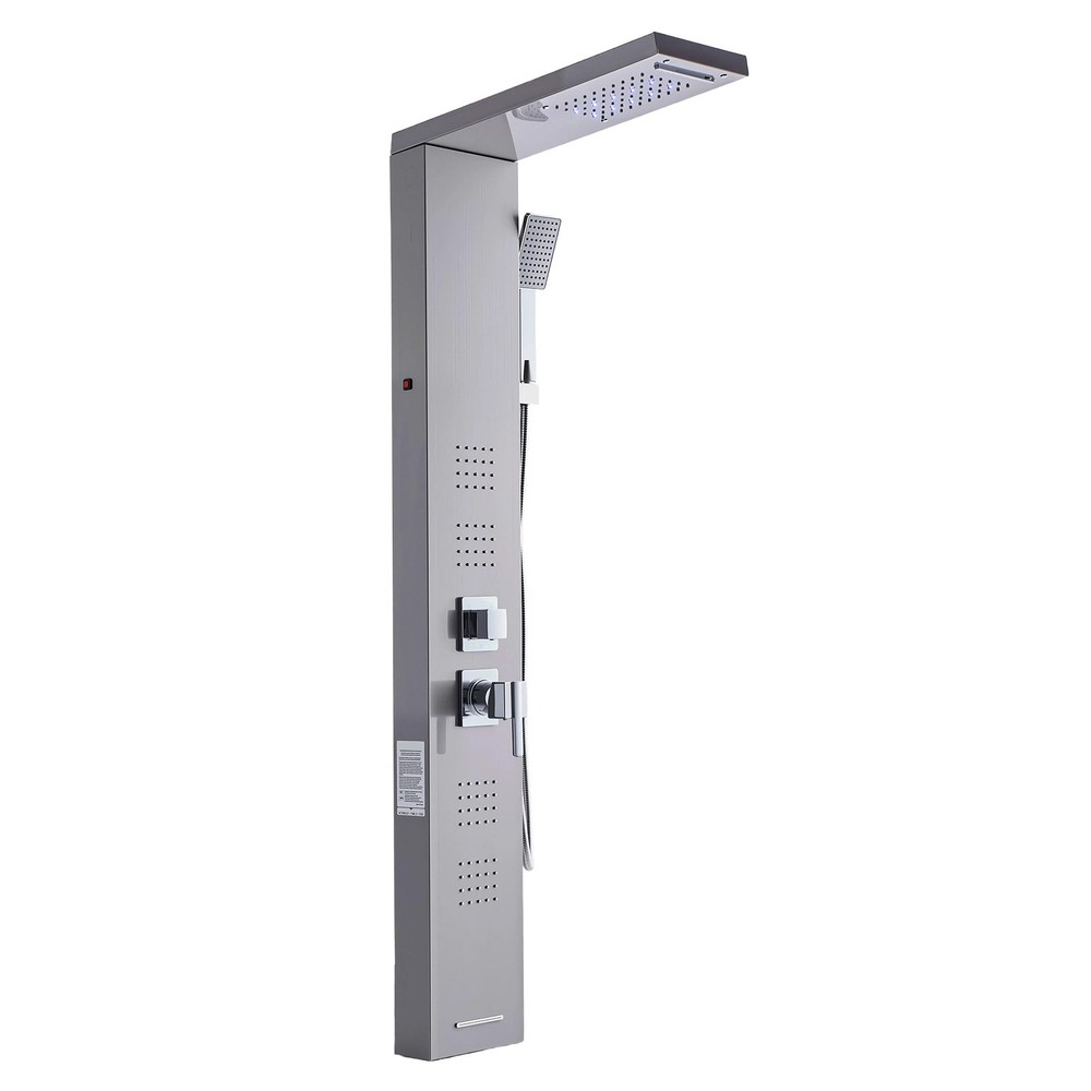 Shower Panel Tower System Stainless Steel Column Rainfall Waterfall Head 5 Modes