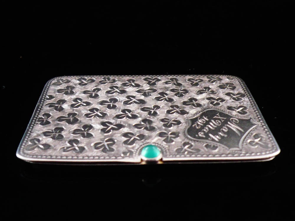 Antique Sterling Silver Double Compartment Stamp Case, Birmingham 1911