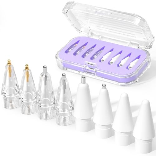 8 Pack Upgraded Replacement Tips for Apple Pencil Pro/USB-C/2nd Lavender
