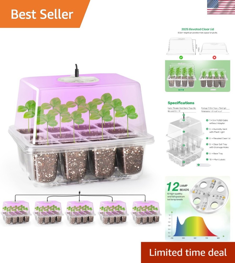 Complete Seed Starter Kit with Grow Light and Humidity Domes