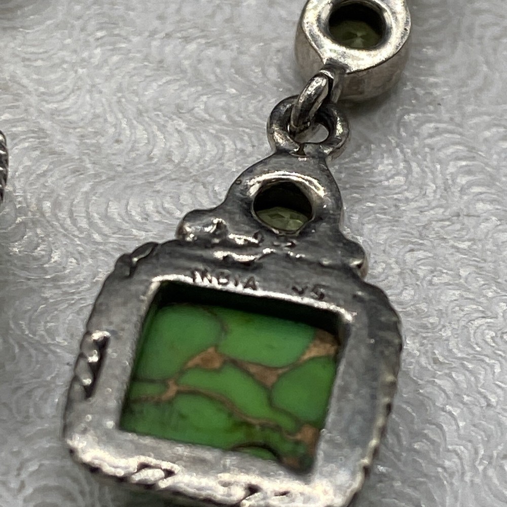India Sterling Silver Turquoise and Peridot Dangle Earring