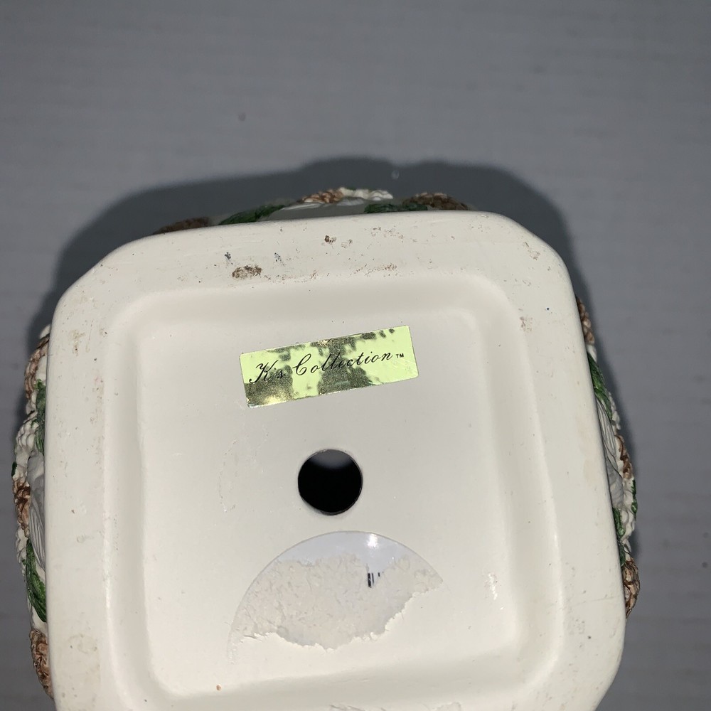 Art Pottery Cornucopia Vase Planter White 5” Vintage