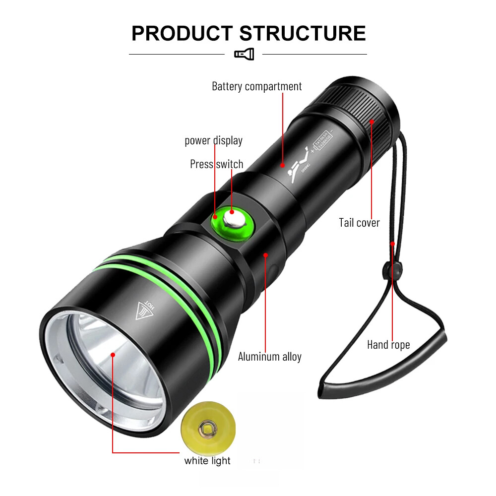 Dive Lights Scuba P70 LED Flashlight Waterproof Underwater Lights Diving Torch
