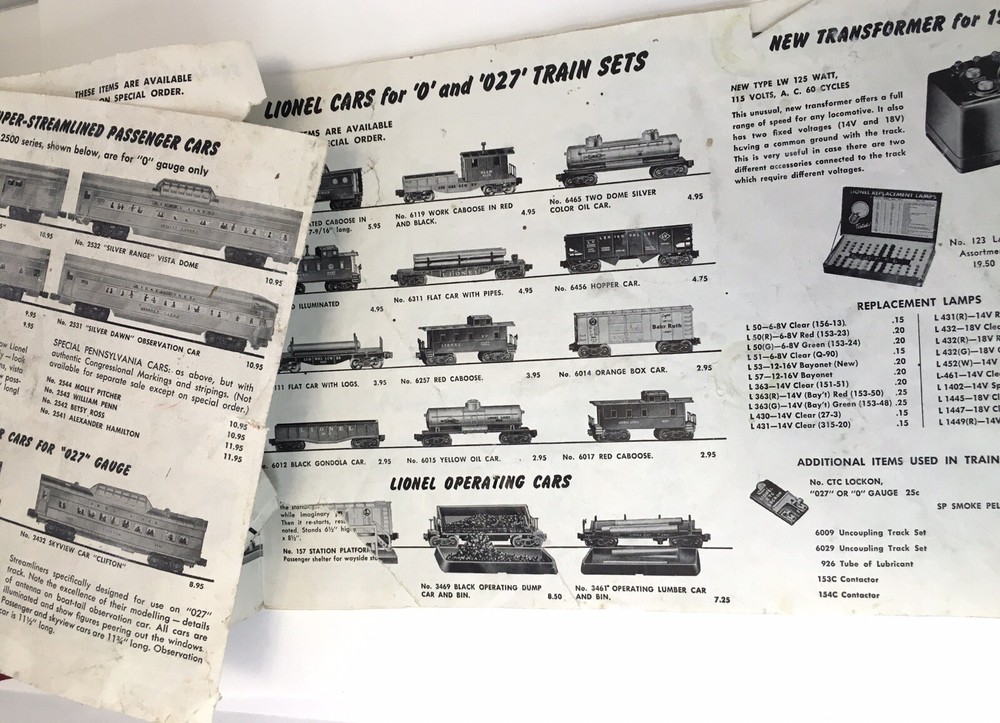Lionel Train has Magne-Traction Catalog PARTIAL READ DESCRIPTION 1955