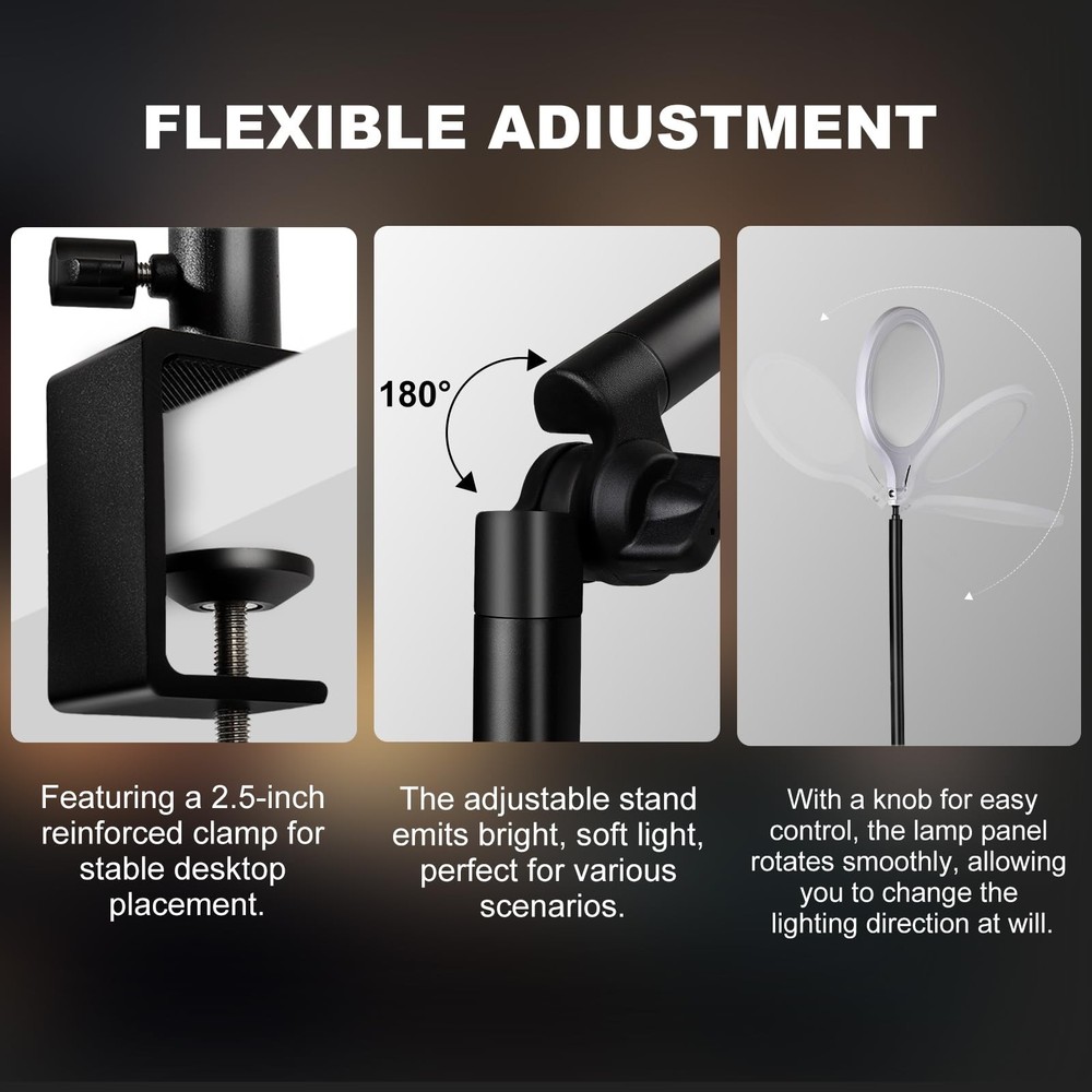 Ring Light for Streaming, 10'' Full Screen LED Ring Light for Desk ... Fast Ship