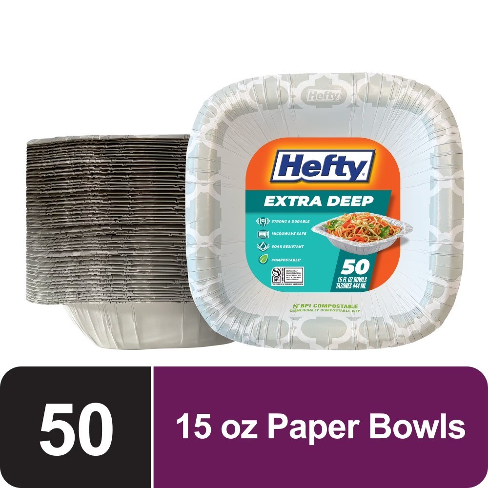 Extra Deep Paper Bowls, 50 Count, 15 fl oz