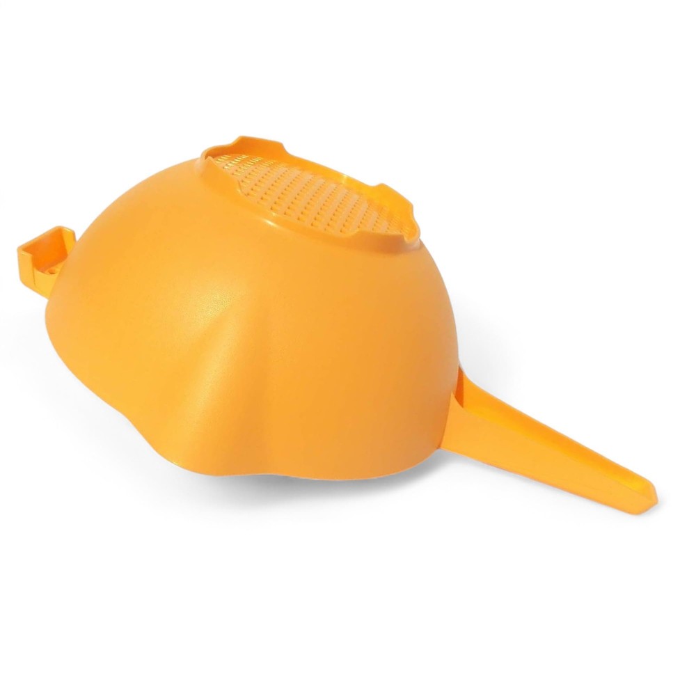Tupperware 2 Quart Orange Colander Strainer with Handle and Pour Spouts