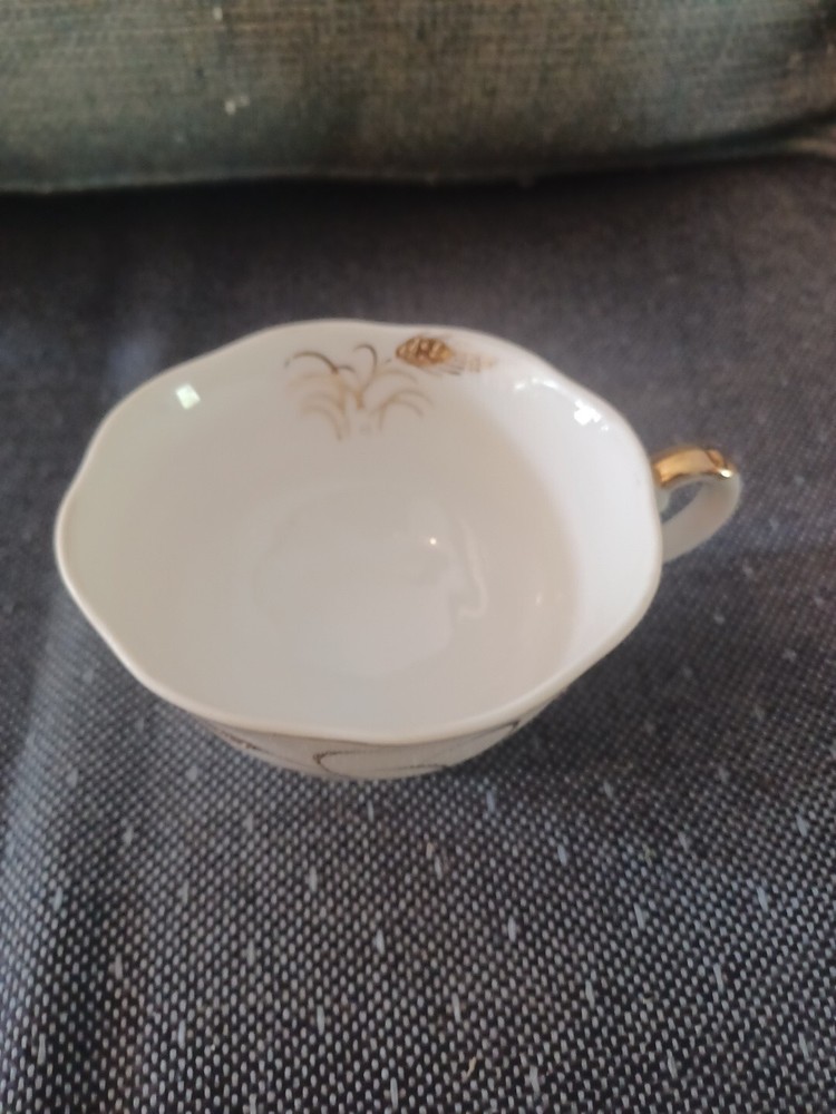 Lefton Vintage China Cups White/Gold Wheat Pattern