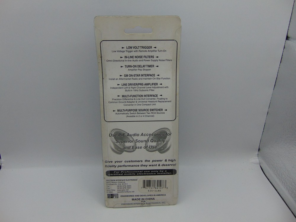 PIE EIS-ILNO In-Line RCA Audio Noise Filter Ground Loop Isolator New