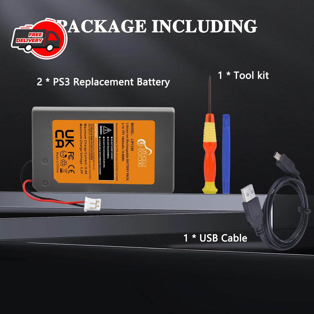 PS3 Controller Battery Replacement, 2 Pack LIP1359 Battery for Sony Playstati...
