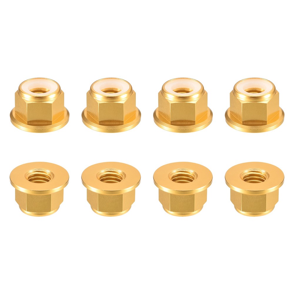 Nylon Insert Hex Lock Nuts, 8pcs - M8x1.25mm Self-Locking Nut(Gold)