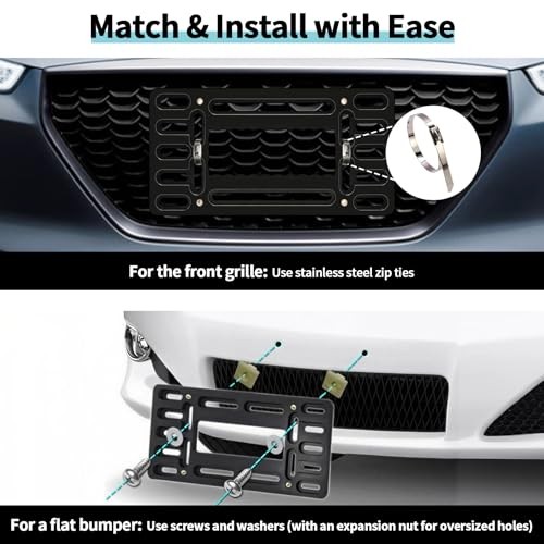 Front License Plate Bracket Holder, No Drill License Plate Bracket, Universal