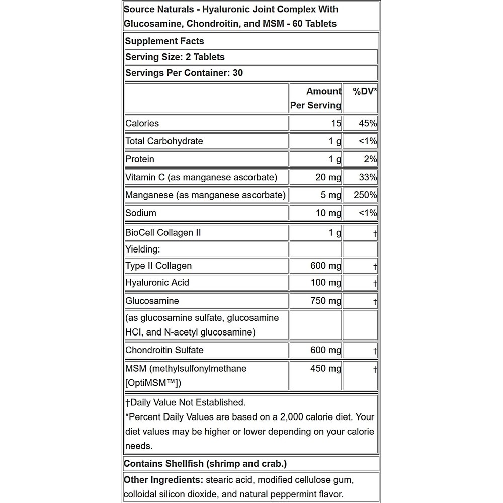 Source Naturals Hyaluronic Joint Complex, 60 Tablets