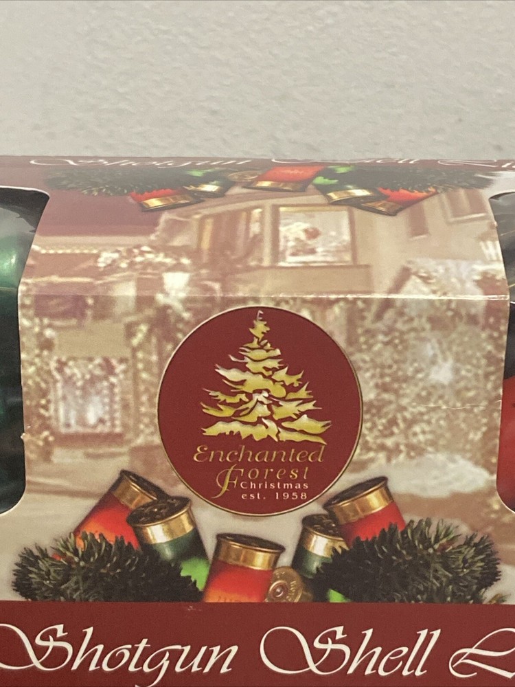 Shotgun Shell Christmas Tree Lights REAL 20 Lights 8ft String RED & GREEN Rustic