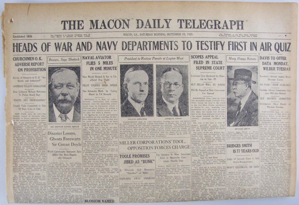 Vintage 1925 General William Billy Mitchell, Army Case Newspaper