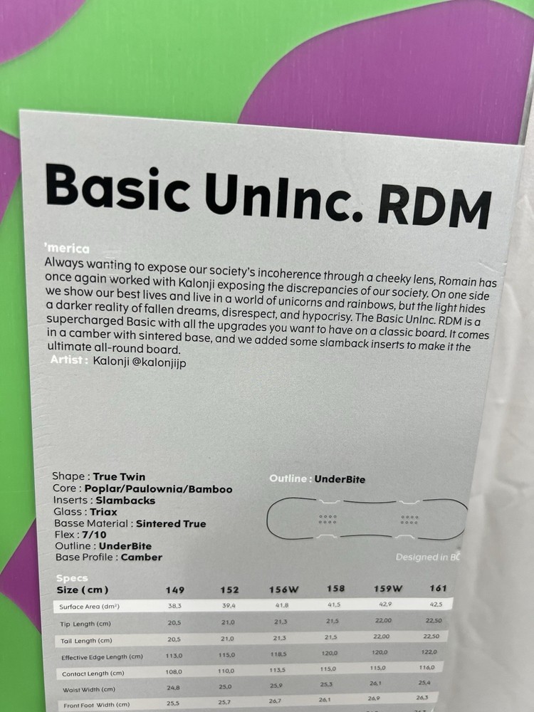 Yes Basic Uninc RDM 149 cm Snowboard New