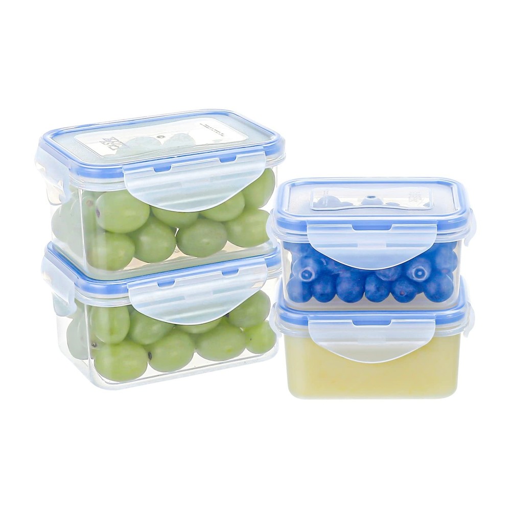 KIGI 4 Pack 17OZ 6OZ Small Plastic Containers Set Leakproof Rectangular Small...