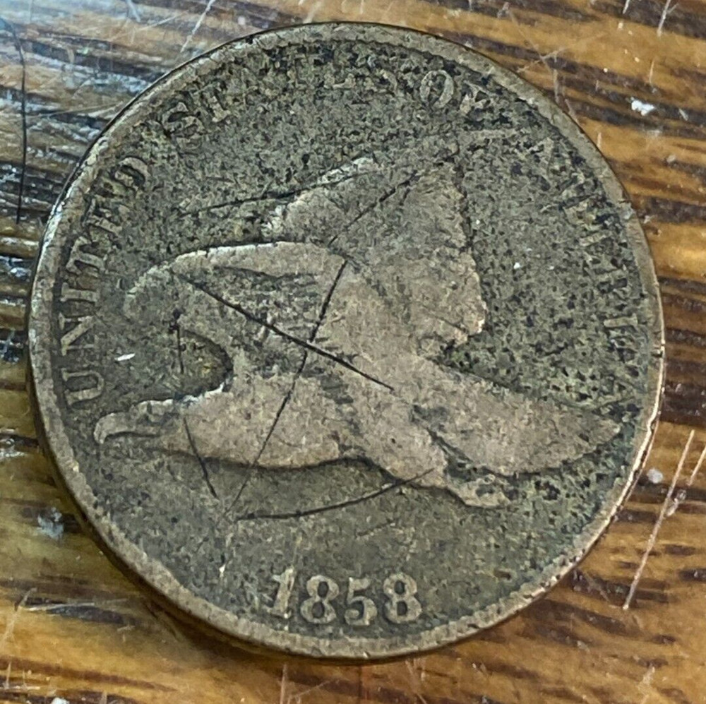 1858 Large Letter Flying Eagle Cent Original VG Details Way Below Greysheet CHRC