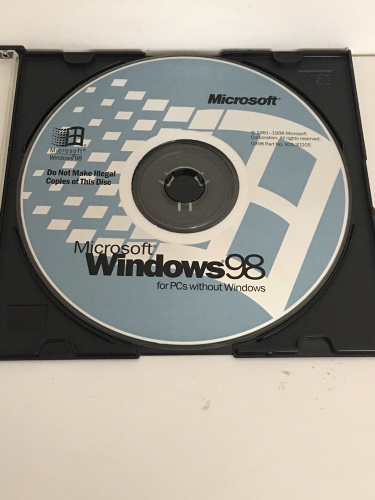 Microsoft Windows 98  for PC's without Windows Product Code, x03-30205