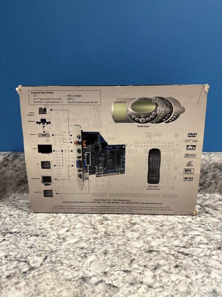 Sigma REALmagic XCard PCI DVD Decoder & RARE REMOTE Retro PC CRT TV Untested