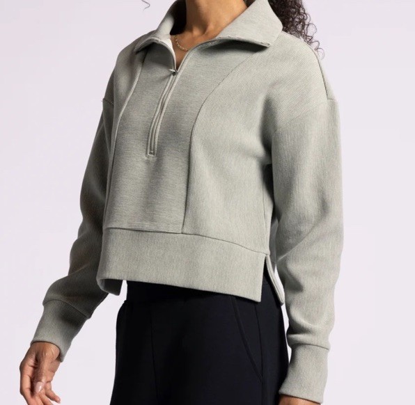 Thread & Supply Recreation ‘Kristine’ 1/2 Zip Pullover, Heather, Ribbed, MEDIUM